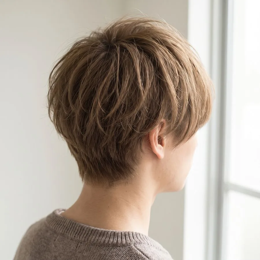 Side-swept fringe — textured hair angled softly across the forehead to one side