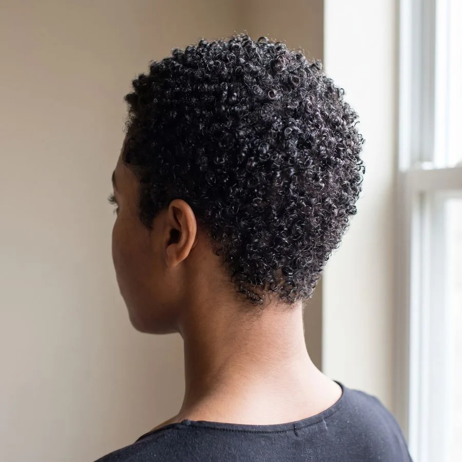 TWA teeny weeny afro — very short cropped natural coils close to the head, defined and moisturized